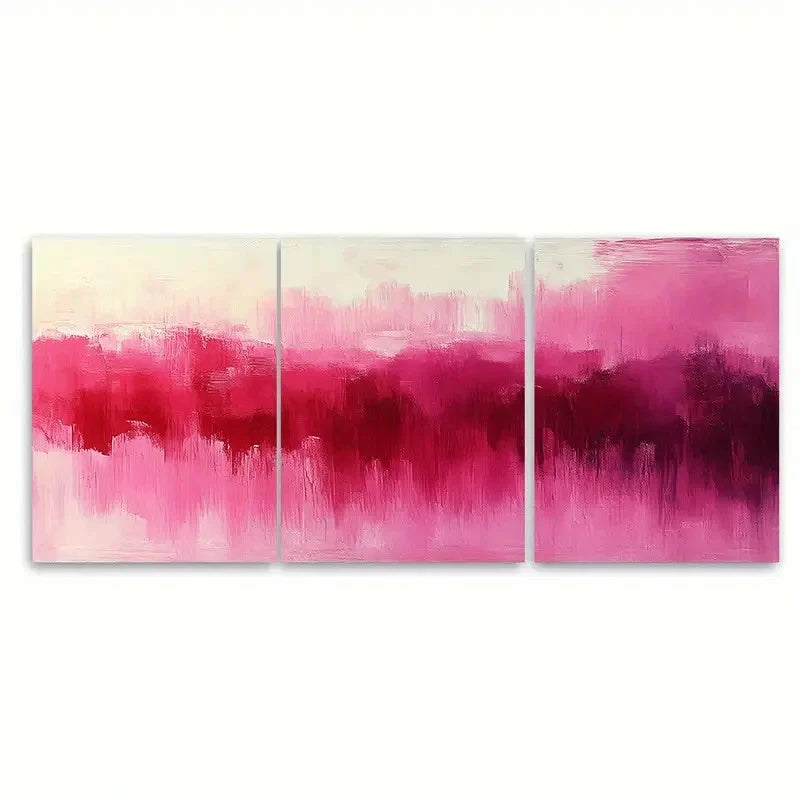 3pcs Vibrant Pink Magenta Abstract Wall Art Set Canvas Framed 40x60cm - High Quality Print 100% Australian Made Wall Canvas Ready to Hang