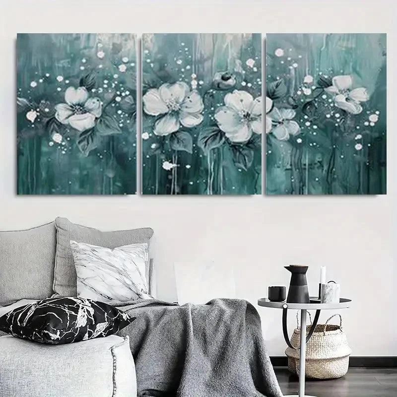 3pcs White Flowers & Butterflies Wall Art Set Canvas Framed 60x90cm - High Quality Print 100% Australian Made Wall Canvas Ready to Hang