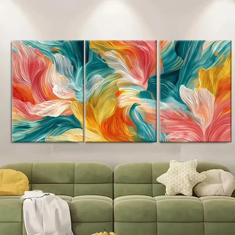 3pcs Colorful Abstract Art Print, Metal Print Ready to Hang Art