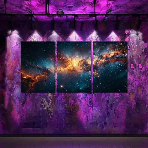 3pcs Space Nebula Starry Sky Canvas Framed 60x90cm - High Quality Print 100% Australian Made Wall Canvas Ready to Hang - Bella Home Decor