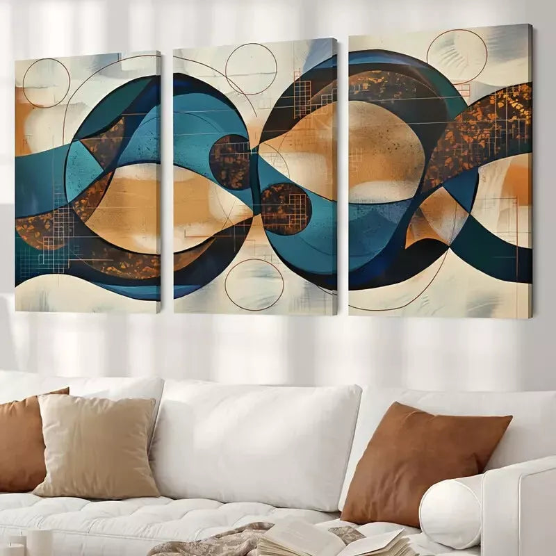 3pcs Boho Abstract Color Canvas Framed 40x60cm - High Quality Print 100% Australian Made Wall Canvas Ready to Hang