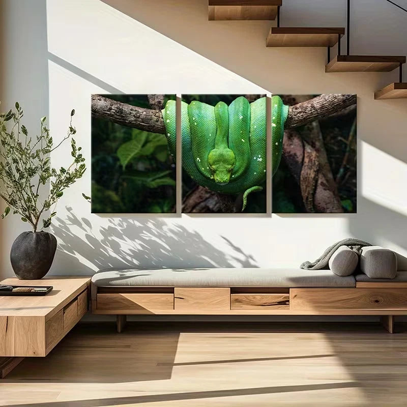 3pcs Cold Blooded Reptile Art, Snake, Python Metal Print Ready to Hang Art