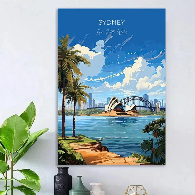 Vintage Sydney Australia Opera House Travel Poster Print Wall Art