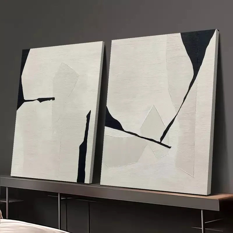 2pcs Black & Beige Wabi Sabi Style Canvas Framed 50x75cm - High Quality Print 100% Australian Made Wall Canvas Ready to Hang