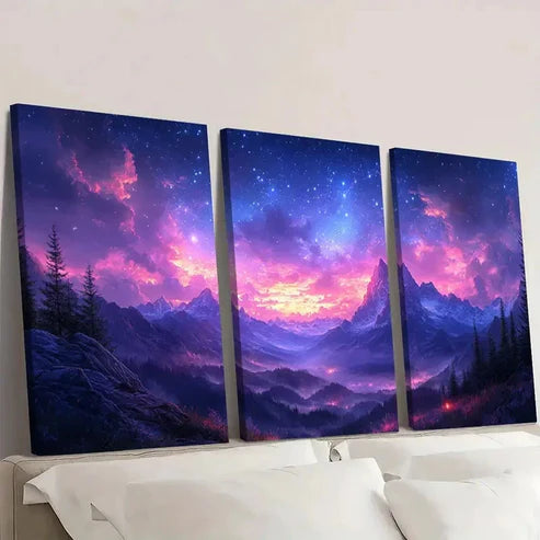 3pcs Starry Night Sky Fine Art Print TR Wall Art Set Canvas Unframed - High Quality Print 100% Australian Made Wall Canvas