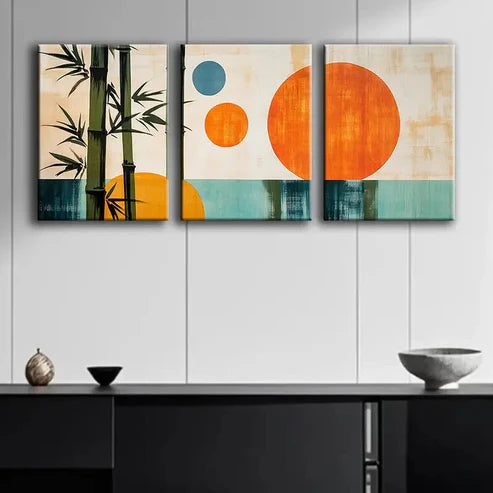 3pcs Abstract Painting of Bamboo Colorful Perfect Wall Art Set Canvas Unframed - High Quality Print 100% Australian Made Wall Canvas
