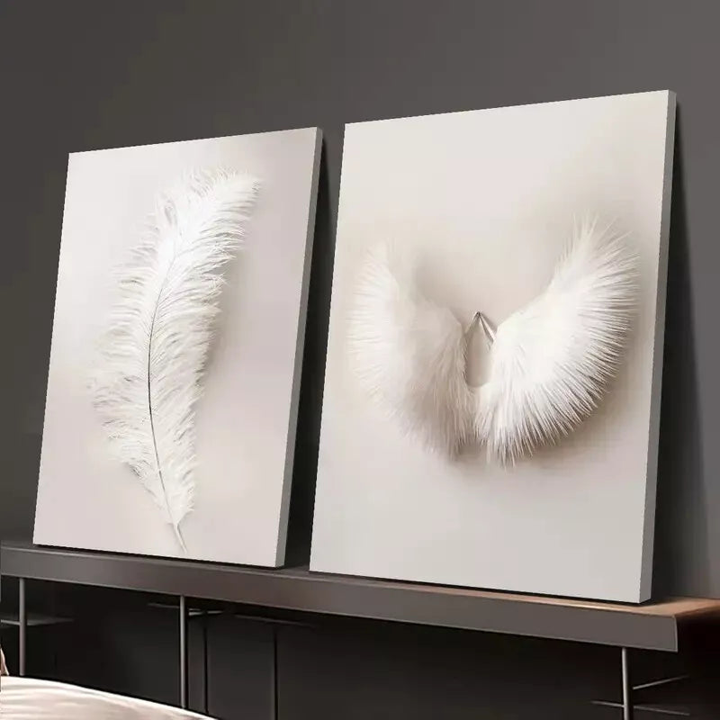 2pcs Decorative Painting, White Wings Canvas Framed 50x75cm - High Quality Print 100% Australian Made Wall Canvas Ready to Hang