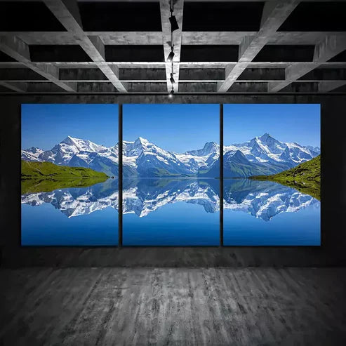 3pcs Mountain Lake in The Alps Canvas Framed 60x90cm - High Quality Print 100% Australian Made Wall Canvas Ready to Hang