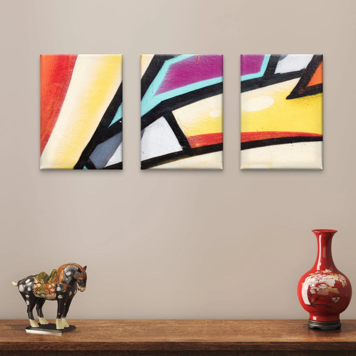 3pcs Urban Abstract Graffiti Design Wall Art Set Canvas Framed 60x90cm - High Quality Print 100% Australian Made Wall Canvas Ready to Hang
