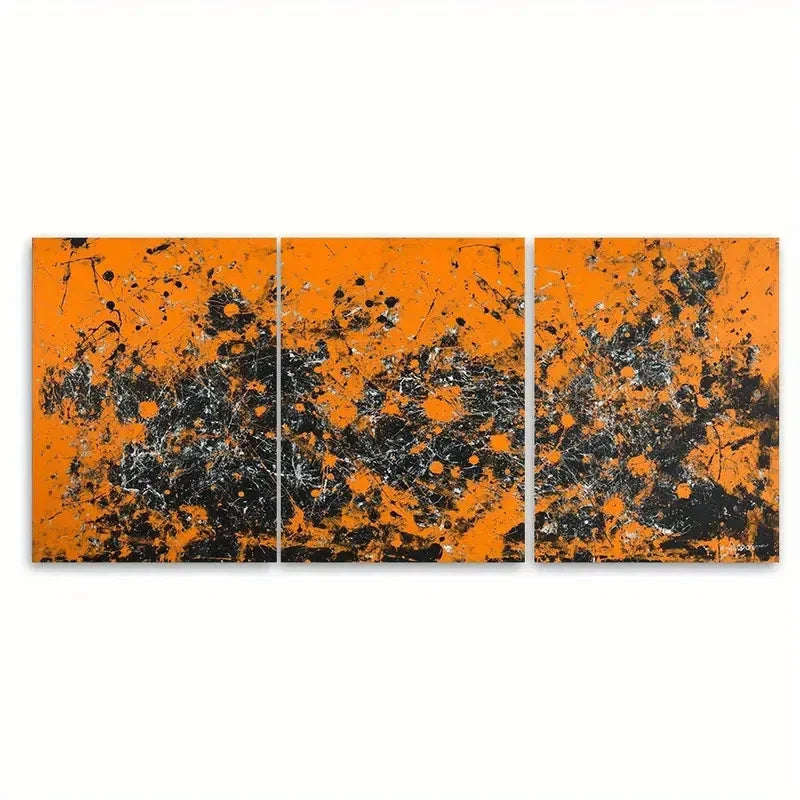 3pcs Jackson Pollock Abstract Painting Design Wall Art Set Canvas Framed 60x90cm - High Quality Print 100% Australian Made Wall Canvas Ready to Hang