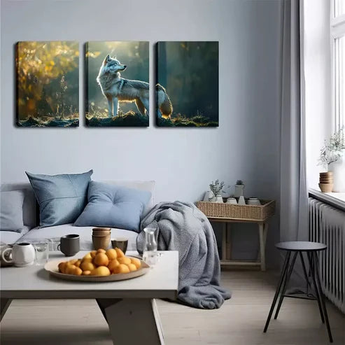3pcs A Lone Wolf, New Launch Wall Art Canvas Unframed - High Quality Print 100% Australian Made Wall Canvas
