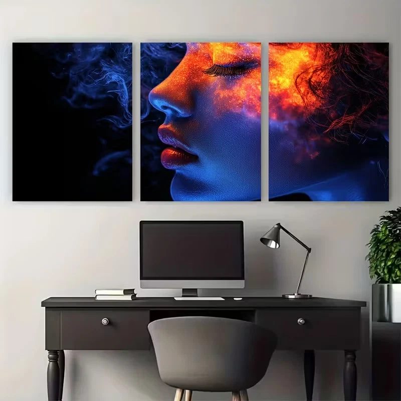 3pcs Vibrant Illuminations Person Metal Print Ready to Hang Art