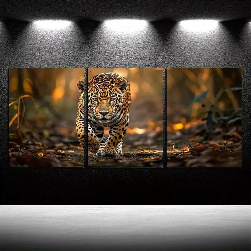 3pcs Jungle Jaguar Wild Brazilian Feline in Nature Canvas Framed 40x60cm - High Quality Print 100% Australian Made Wall Canvas Ready to Hang