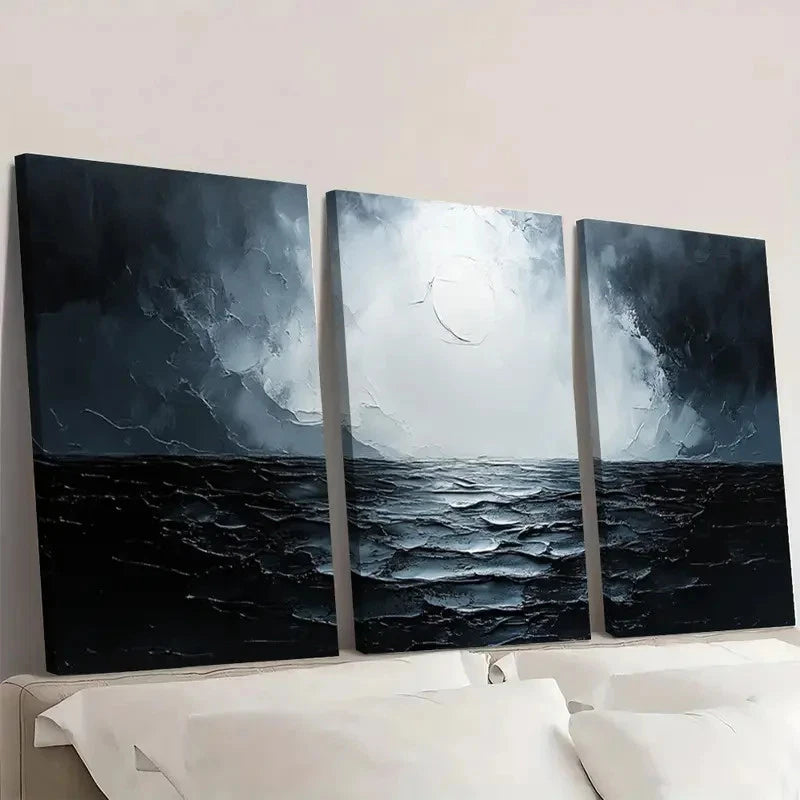 3pcs Minimalist Black & White Artwork EX Wall Art Set Canvas Framed 40x60cm - High Quality Print 100% Australian Made Wall Canvas Ready to Hang