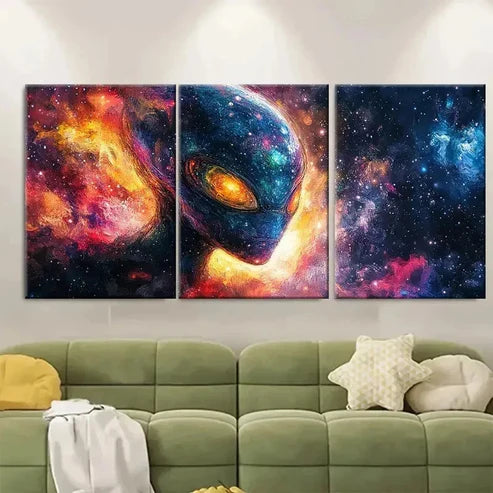 3pcs Digital Abstract Alien EO Wall Art Set Canvas Unframed - High Quality Print 100% Australian Made Wall Canvas