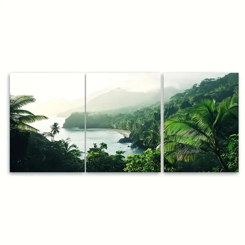 3pcs Corcovado National Park Travel Scenery Wall Art Set Canvas Framed 50x70cm - High Quality Print 100% Australian Made Wall Canvas Ready to Hang