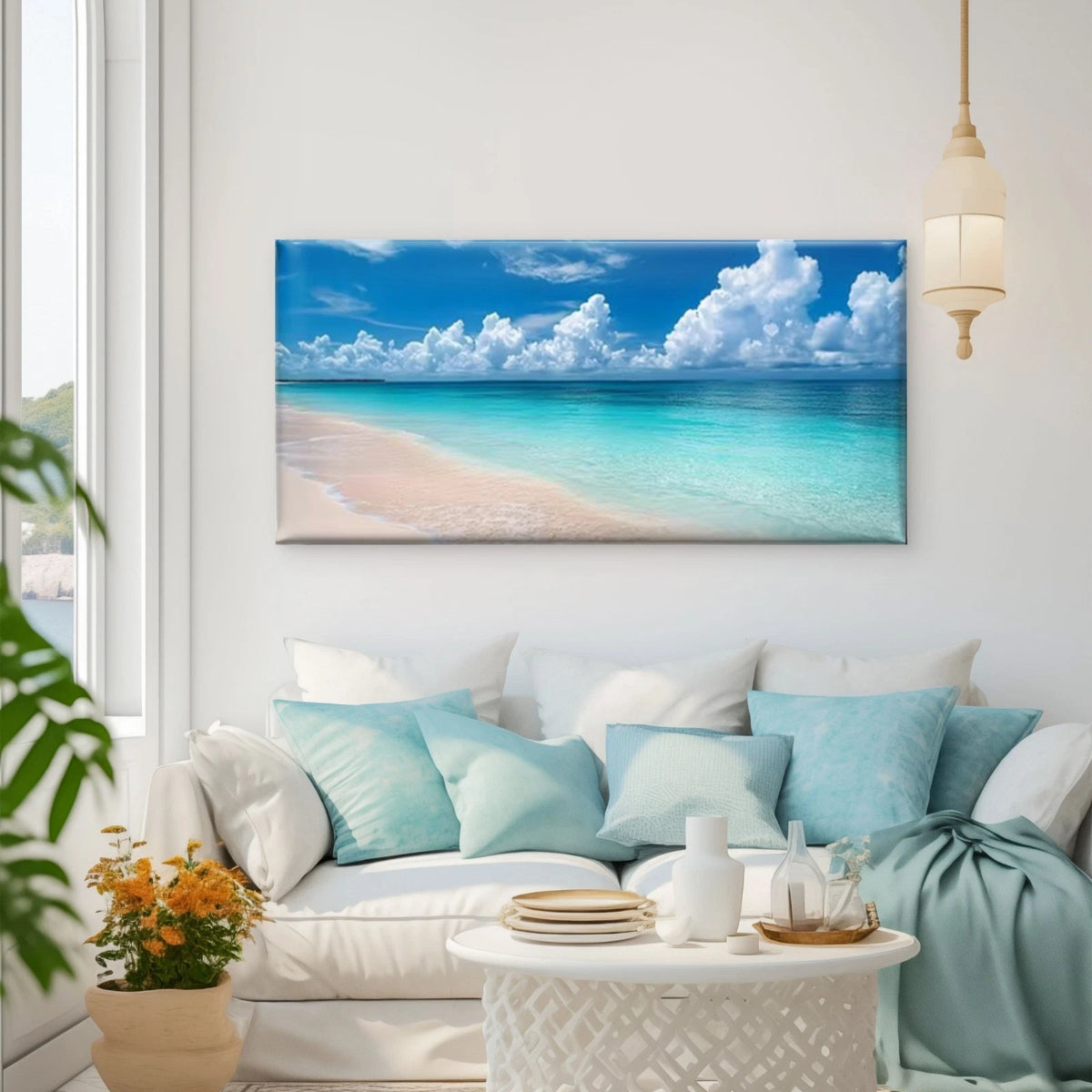Beach Scenery Coastal Landscape Wall Art Canvas Office Home Room Framed 120x60cm
