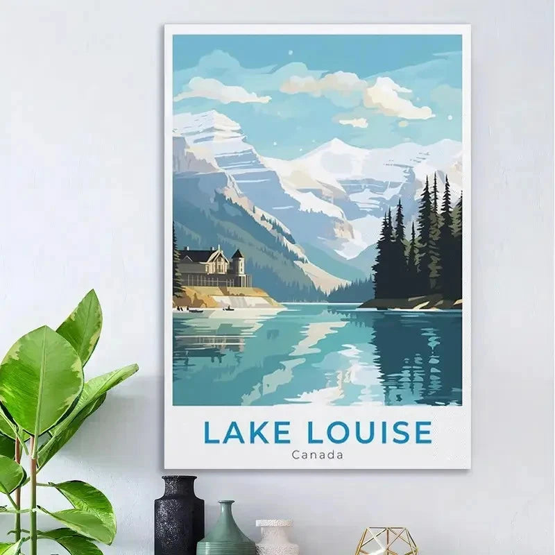 Vintage Lake Louise Canada National Park Travel Poster Print Wall Art