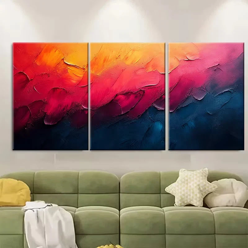 3pcs Abstract Grunge Metal Print Ready to Hang Art