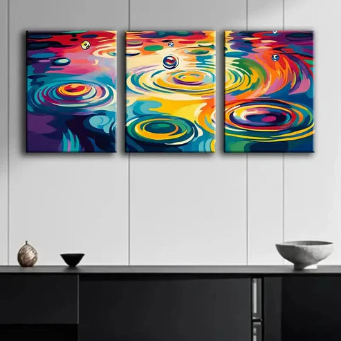 3pcs Colored Raindrop Color Rainbow Perfect Wall Art Set Canvas Unframed - High Quality Print 100% Australian Made Wall Canvas
