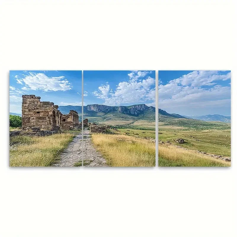3pcs Kars Travel Poster Ani Ruins Illustration Wall Art Set Canvas Framed 60x90cm - High Quality Print 100% Australian Made Wall Canvas Ready to Hang