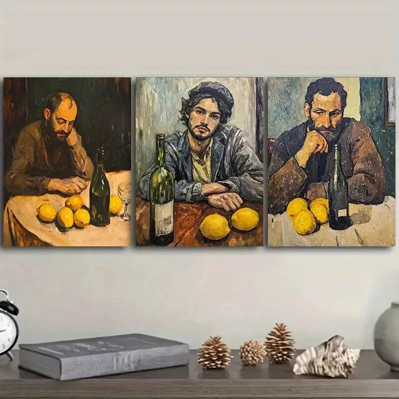 3pcs Drunk man Wall Art Set Canvas Framed 50x70cm - High Quality Print 100% Australian Made Wall Canvas Ready to Hang