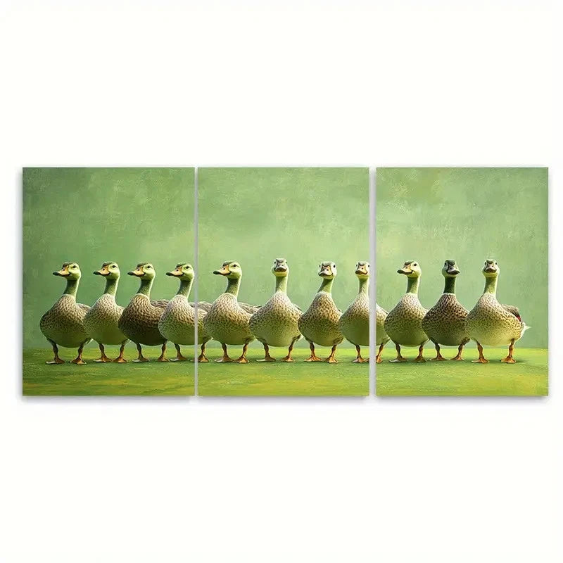 3pcs Silly Goose Funny illustration Wall Art Set Canvas Framed 40x60cm - High Quality Print 100% Australian Made Wall Canvas Ready to Hang