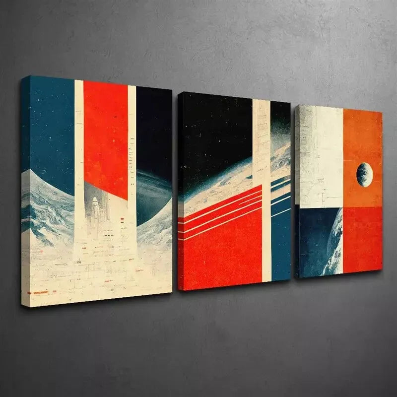 3pcs Modern Abstract Space Universe Design Canvas Framed 40x60cm - High Quality Print 100% Australian Made Wall Canvas Ready to Hang
