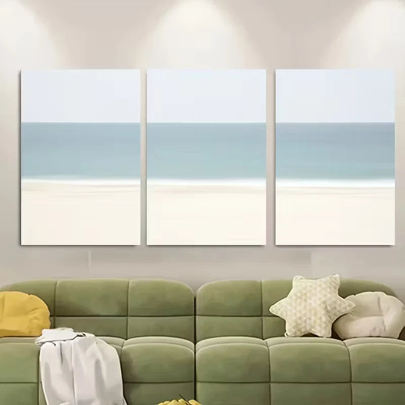 3pcs Beach Scene with Sandy Shore Metal Print Ready to Hang Art