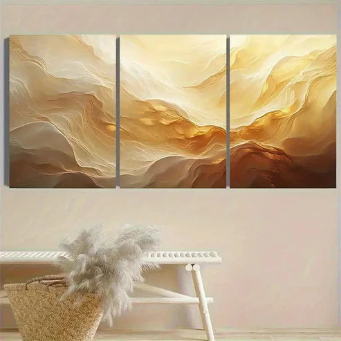 3pcs Warm Sand Abstract Canvas Print Flower F Wall Art Set Canvas Unframed - High Quality Print 100% Australian Made Wall Canvas - Bella Home Decor