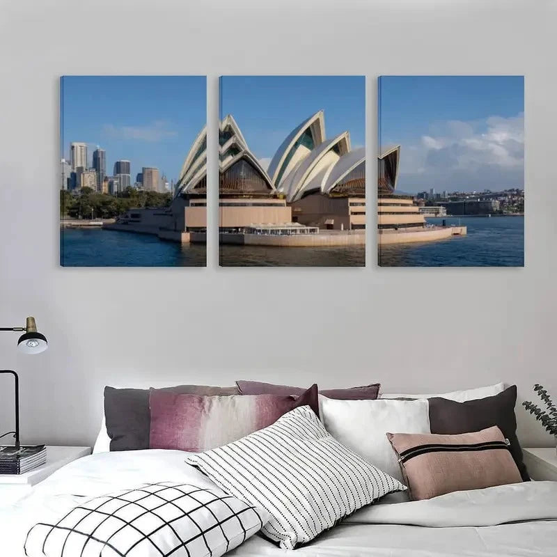 3pcs Australian The Sydney Opera House l Wall Art Set Canvas Framed 60x90cm - High Quality Print 100% Australian Made Wall Canvas Ready to Hang
