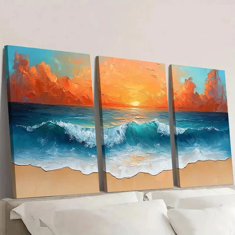 3pcs Vibrant Summer Beach AS Wall Art Set Canvas Unframed - High Quality Print 100% Australian Made Wall Canvas