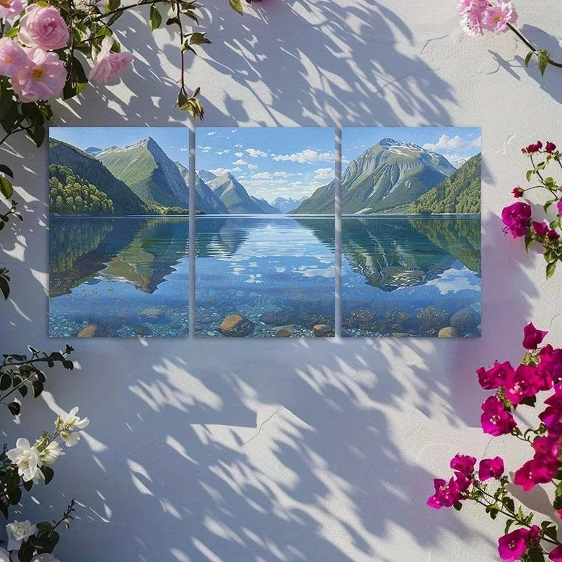3pcs Norway's mountains are magnificent Metal Print Ready to Hang Art