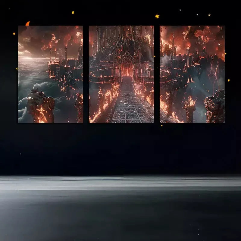 3pcsRoadway To A Foreboding Castle Wall Art Set Canvas Framed 50x70cm - High Quality Print 100% Australian Made Wall Canvas Ready to Hang - Bella Home Decor