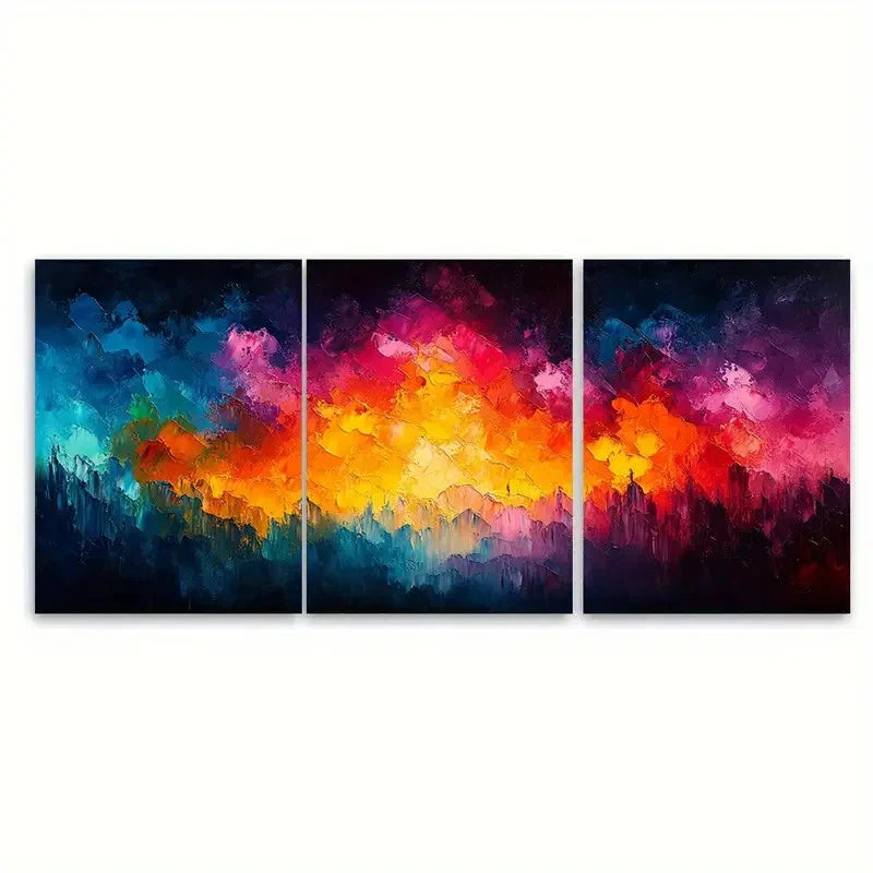 3pcs Colorful Abstract Illustration Wall Art Set Canvas Framed 50x70cm - High Quality Print 100% Australian Made Wall Canvas Ready to Hang