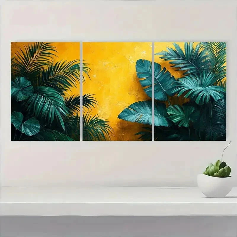 3pcs Green Yellow Modern Minimalist VG Wall Art Set Canvas Framed 60x90cm - High Quality Print 100% Australian Made Wall Canvas Ready to Hang