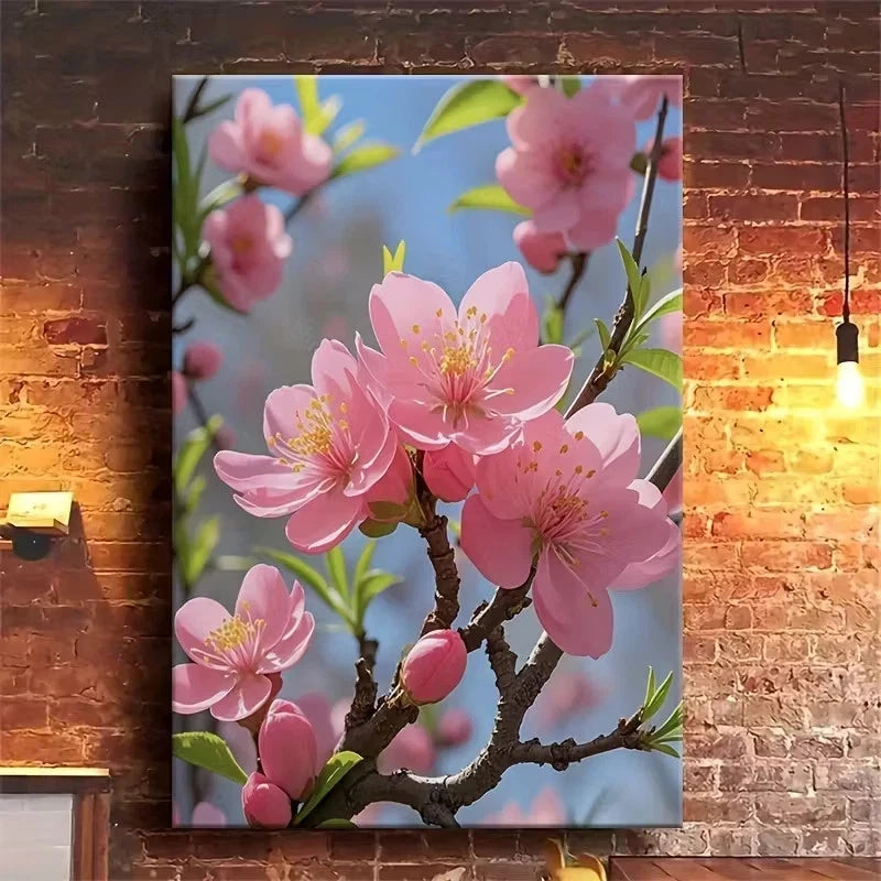 Pink Blossom Oil Painting 40x60cm Metal Print Ready to Hang