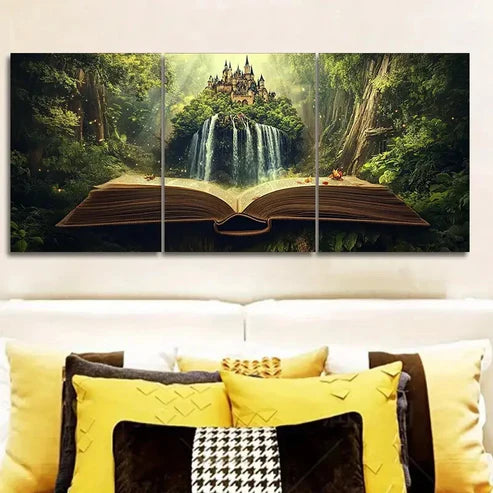 3pcs Book scenery Wall Art Canvas Unframed - High Quality Print 100% Australian Made Wall Canvas