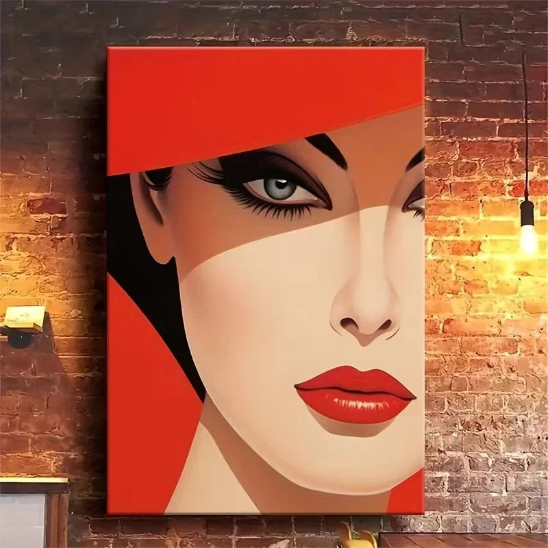 Abstract Red-Rimmed Alluring Eyes Design 40x60cm Metal Print Ready to Hang