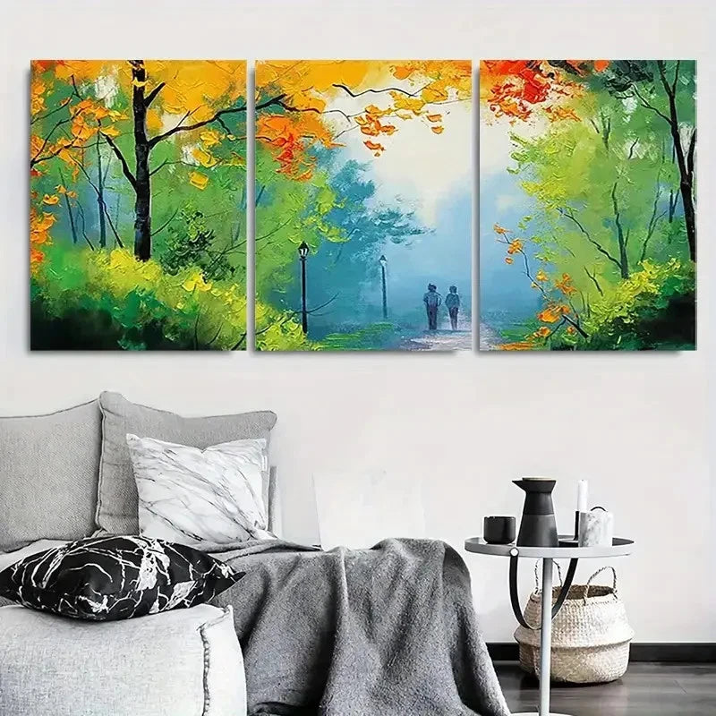 3pcs Serene Autumn Forest Landscape Wall Art Set Canvas Framed 60x90cm - High Quality Print 100% Australian Made Wall Canvas Ready to Hang