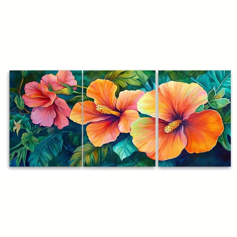 3pcs Nicaragua Art, Tropical Decor, Floral Metal Print Ready to Hang Art