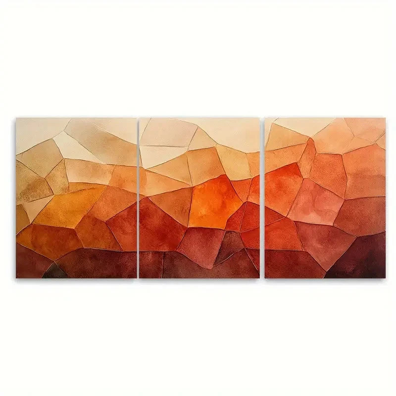 3pcs Abstract Terracotta Watercolor Minimalist Wall Art Set Canvas Framed 50x70cm - High Quality Print 100% Australian Made Wall Canvas Ready to Hang