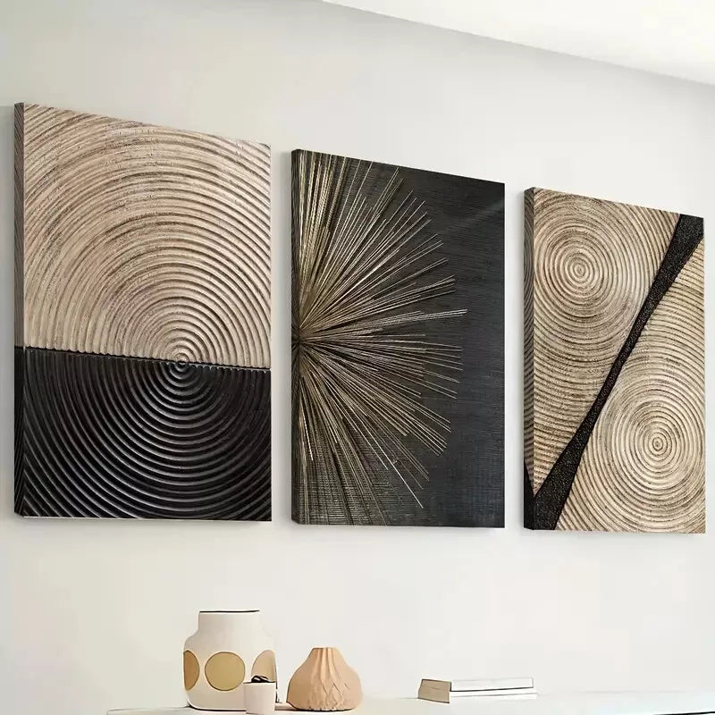 3pcs Abstract Line Circular Graphic Art Canvas Framed 40x60cm - High Quality Print 100% Australian Made Wall Canvas Ready to Hang