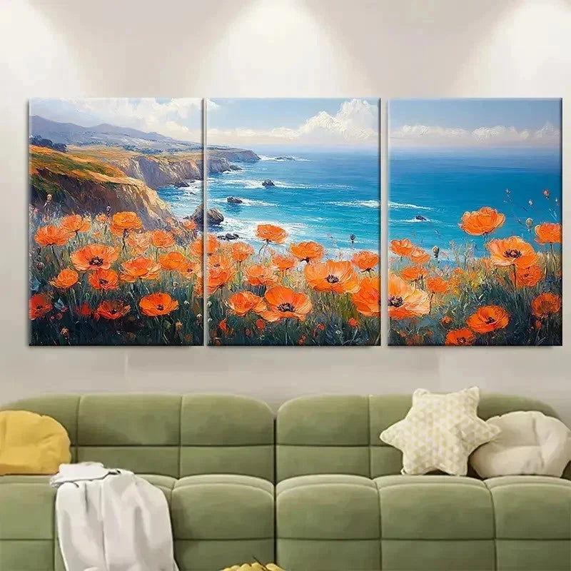 3pcs California Seascape Art OceanS Wall Art Set Canvas Framed 50x70cm - High Quality Print 100% Australian Made Wall Canvas Ready to Hang
