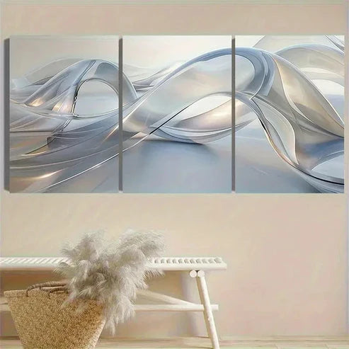 3pcs Futuristic Silvery Car Design Wall Art Set Canvas Unframed - High Quality Print 100% Australian Made Wall Canvas - Bella Home Decor