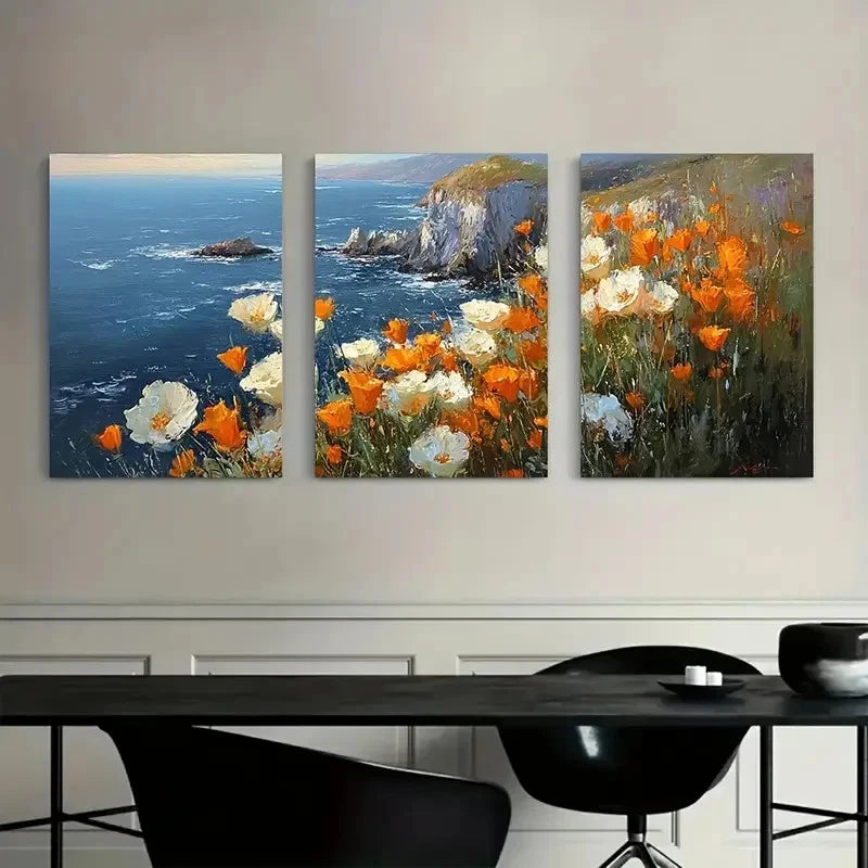 3pcs Rialto Beach Golden Hour Modern Art Metal Print Ready to Hang Art