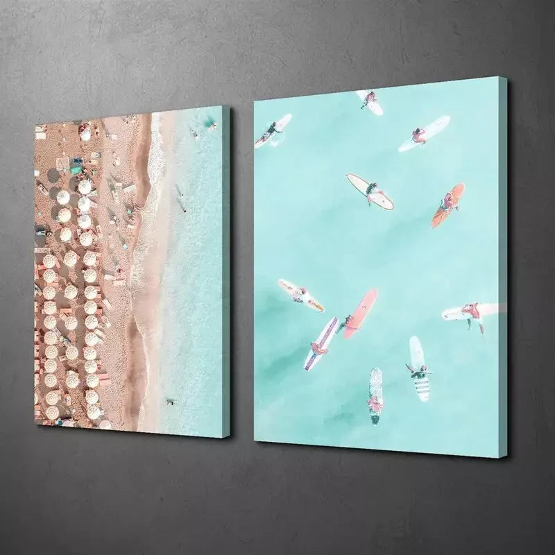 2pcs Surfing Paradise Canvas Framed 50x75cm - High Quality Print 100% Australian Made Wall Canvas Ready to Hang
