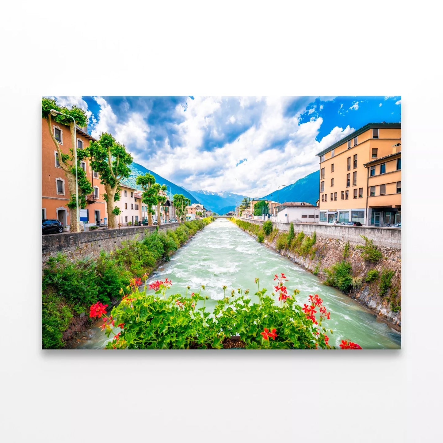 Town Of Tirano And Adda River Wall Art Decor 100% Australian Made