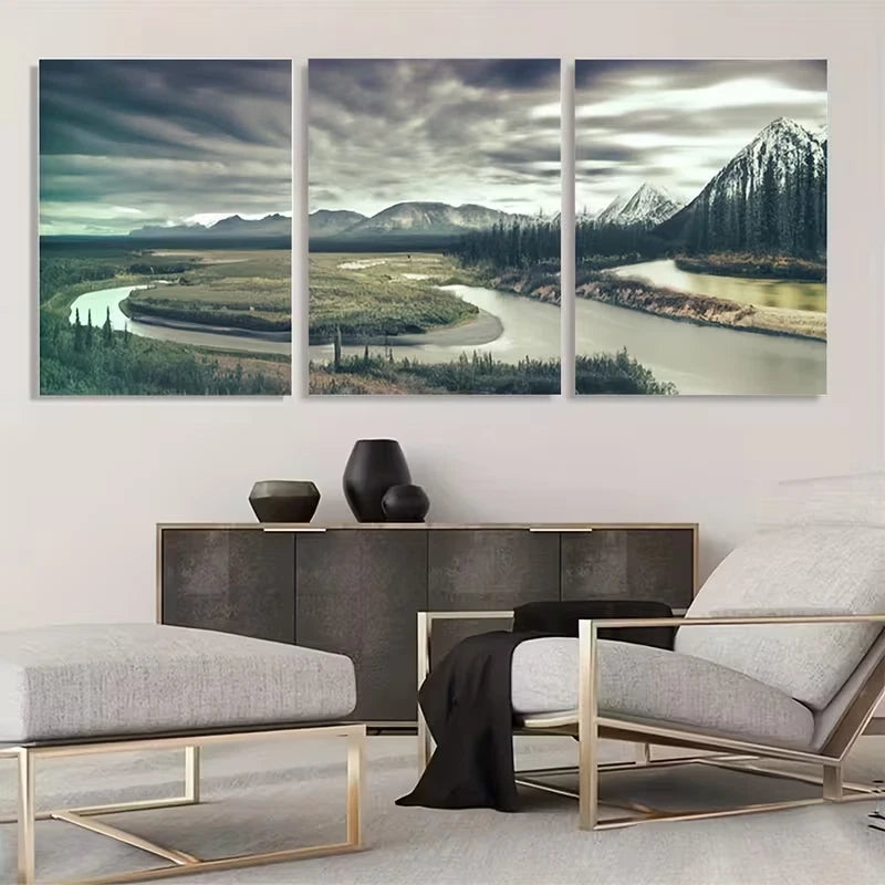 3pcs Natural Landscape Decor Paintings Wall Art Set Canvas Framed 60x90cm - High Quality Print 100% Australian Made Wall Canvas Ready to Hang