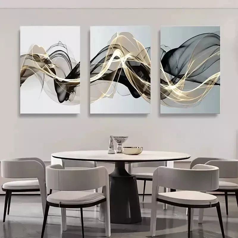 3pcs Abstract Ribbon Painting Wall Art Set Canvas Framed 50x70cm - High Quality Print 100% Australian Made Wall Canvas Ready to Hang
